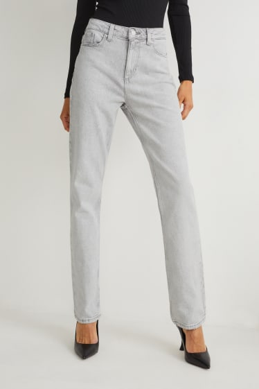 Femei - Straight jeans - talie înaltă - LYCRA® - denim-gri deschis
