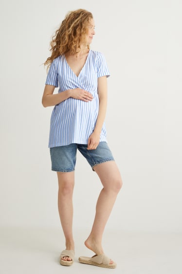Femmes - T-shirt d'allaitement - à rayures - bleu
