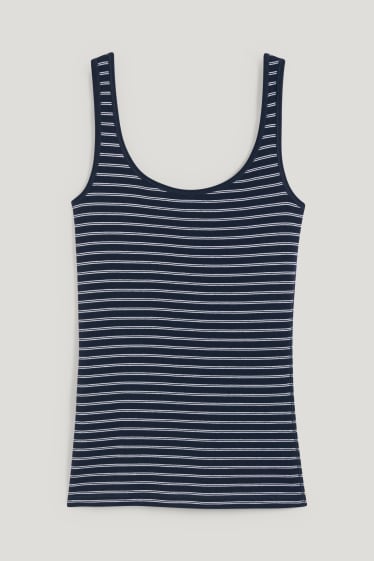 Donna - Top basic - a righe - blu scuro