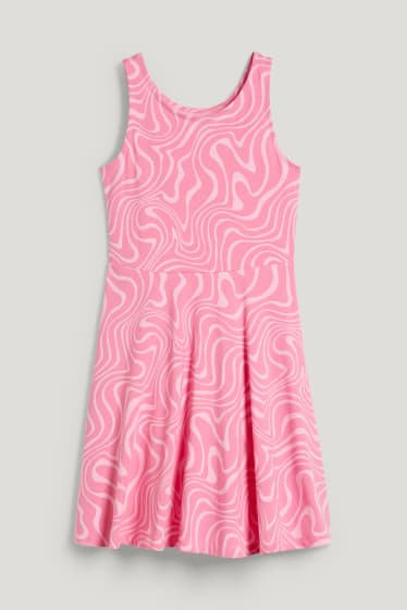 Filles - Robe - à motif - rose