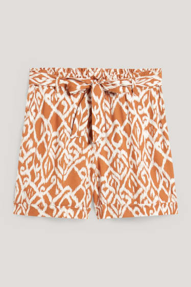 Damen - Shorts - Mid Waist - gemustert - braun
