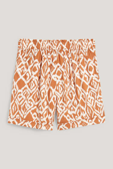 Damen - Shorts - Mid Waist - gemustert - braun