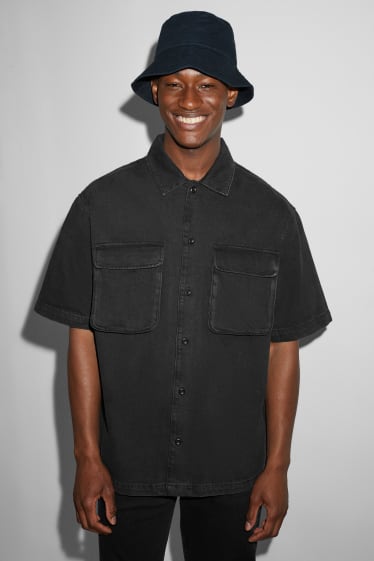 Clockhouse Boys - Camicia di jeans - collo all'italiana - nero