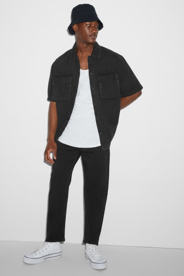 Clockhouse Boys - Camicia di jeans - collo all'italiana - nero