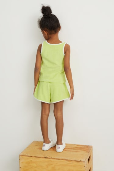 Niñas - Conjunto - top y shorts de rizo - 2 piezas - verde claro