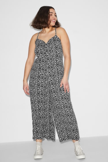 Women XL - CLOCKHOUSE - jumpsuit - floral - black / white