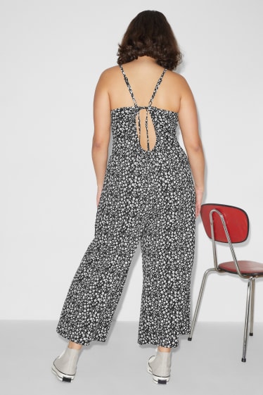Women XL - CLOCKHOUSE - jumpsuit - floral - black / white