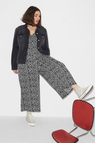 Women XL - CLOCKHOUSE - jumpsuit - floral - black / white