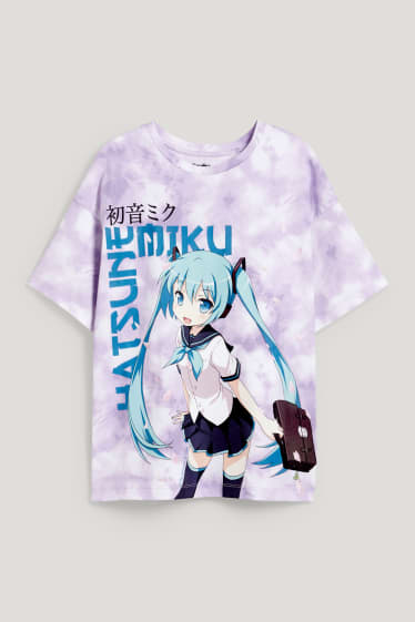 Kids Girls - Hatsune Miku - short sleeve T-shirt - patterned - light violet
