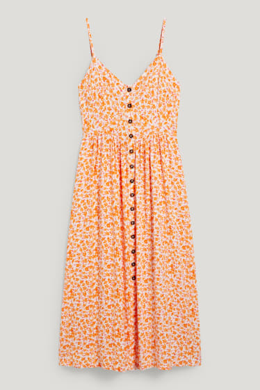 Women - Fit & flare dress - floral - orange