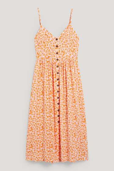 Femmes - Robe fit & flare - à fleurs - orange
