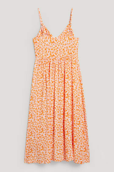Femmes - Robe fit & flare - à fleurs - orange