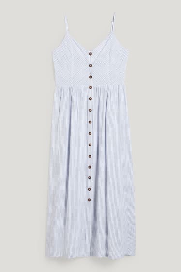 Women - Fit & flare dress - striped - blue / white