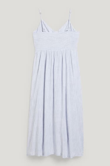 Women - Fit & flare dress - striped - blue / white