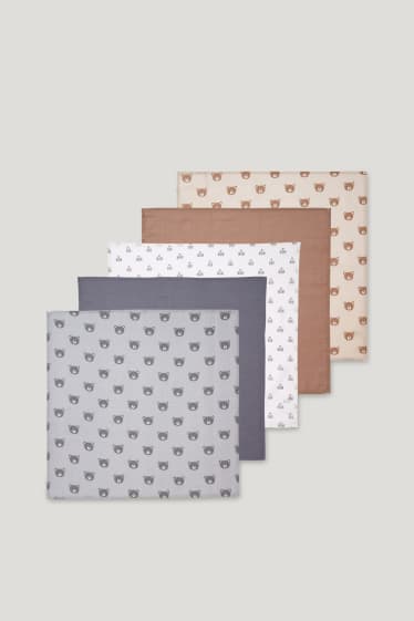 Baby Girls - Confezione da 5 - telo di mussola per neonati - beige chiaro