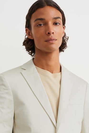 Pánské - Oblekové sako - slim fit - stretch - krémově bílá