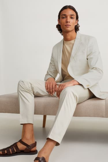 Pánské - Oblekové sako - slim fit - stretch - krémově bílá