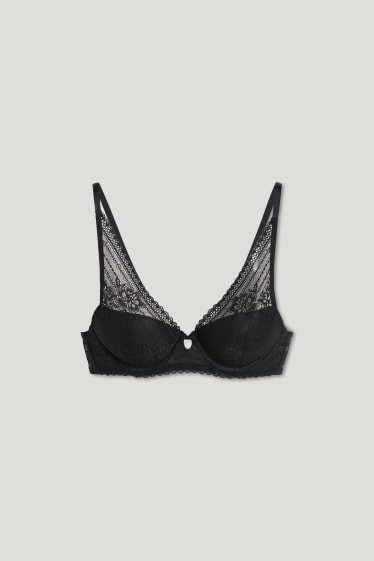 Femmes - Soutien-gorge avec armatures - DEMI - ampliforme - noir