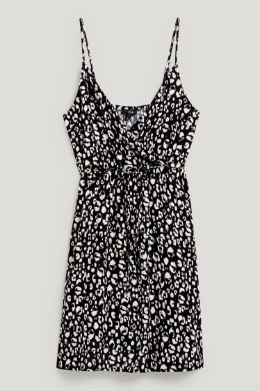Damen - Wickelkleid - gemustert - schwarz / weiss