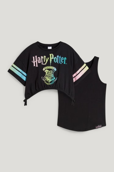 Bambine: - Harry Potter - set - maglia a maniche corte e top - 2 pezzi - nero