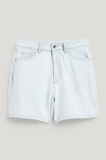 Femei - Pantaloni scurți de blugi - talie înaltă - denim-albastru deschis