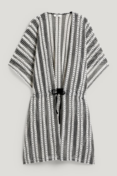Damen - Kimono - gestreift - schwarz