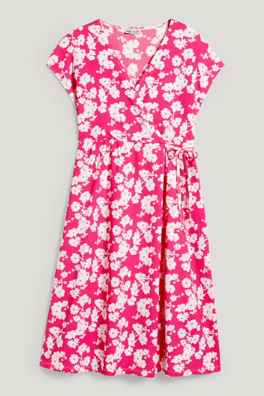 Mujer - Vestido cruzado de lactancia - de flores - fucsia