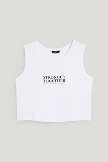 CLOCKHOUSE - top crop - unisex - PRIDE - blanco
