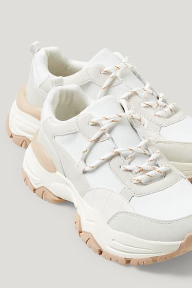 Dames - Sneakers - imitatieleer - crème wit