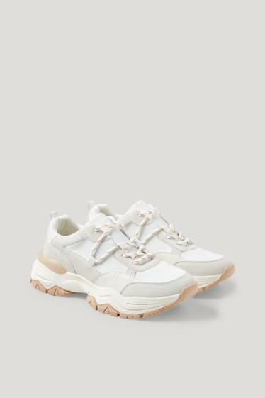 Dames - Sneakers - imitatieleer - crème wit
