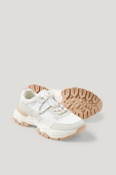 Dames - Sneakers - imitatieleer - crème wit