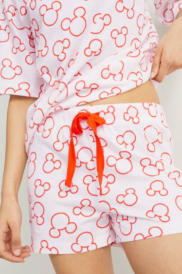 Femei - Pijama scurtă - Mickey Mouse - alb / roșu