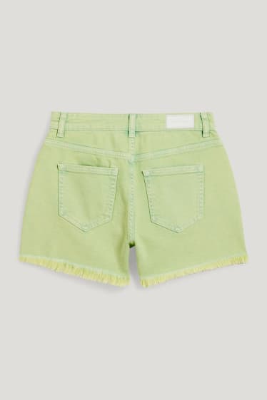 Clockhouse Girls - CLOCKHOUSE - pantaloni scurți de blugi - talie înaltă - verde deschis