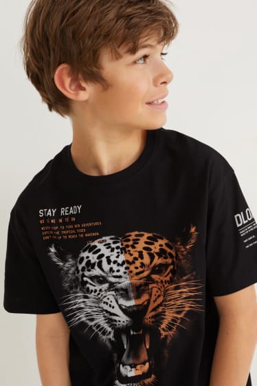 Reverskraag - T-shirt - zwart