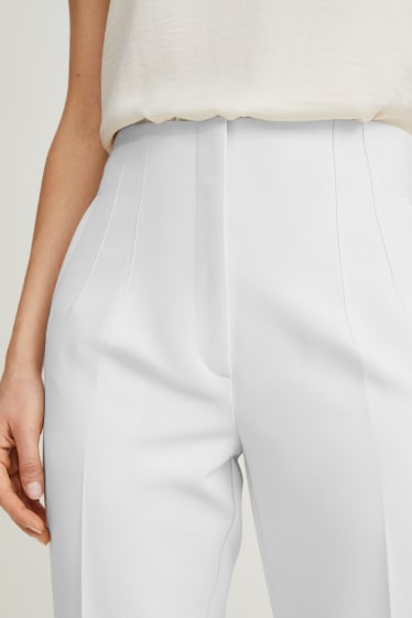 Dámské - Plátěné kalhoty - high waist - regular fit - bílá