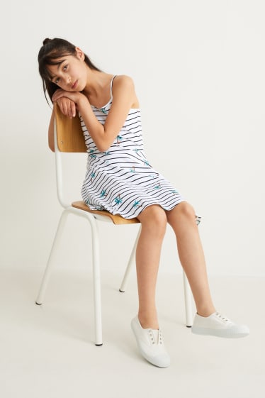 Kids Girls - Jurk - gestreept - wit