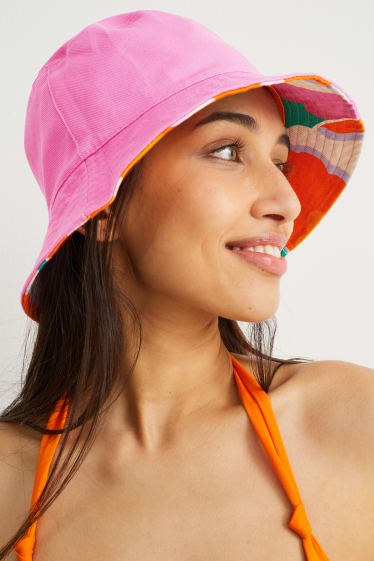 Mujer - Sombrero reversible - fucsia