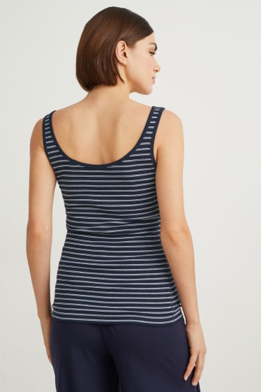 Donna - Top basic - a righe - blu scuro