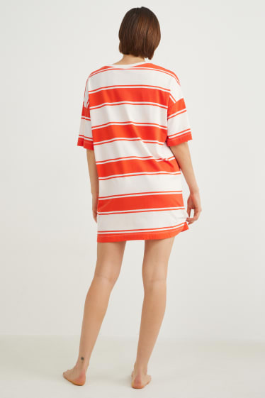 Women - Nightshirt - striped - light beige