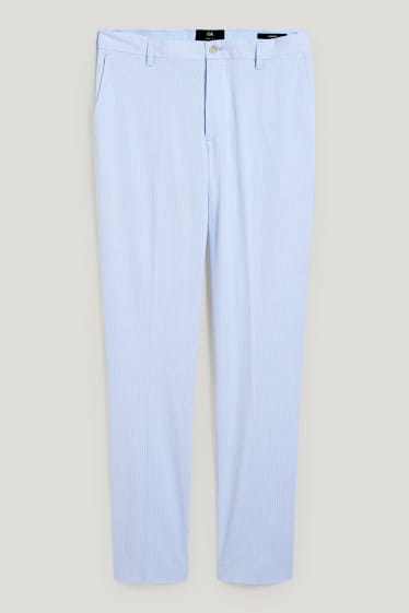 Pánské - Oblekové kalhoty - slim fit - pruhované - světle modrá
