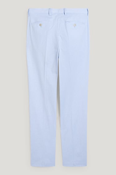 Pánské - Oblekové kalhoty - slim fit - pruhované - světle modrá