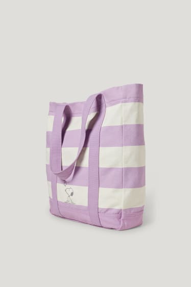 Damen - Shopper - gestreift - Snoopy - hellviolett
