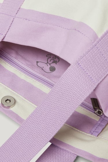 Damen - Shopper - gestreift - Snoopy - hellviolett