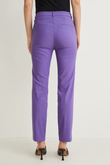 Dámské - Plátěné kalhoty - mid waist - slim fit - fialová
