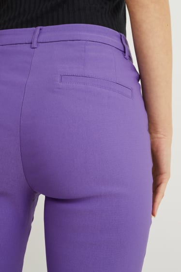 Dámské - Plátěné kalhoty - mid waist - slim fit - fialová