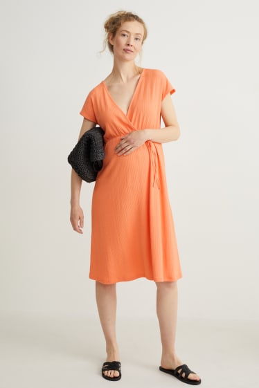 Femmes - Robe croisée d’allaitement - orange