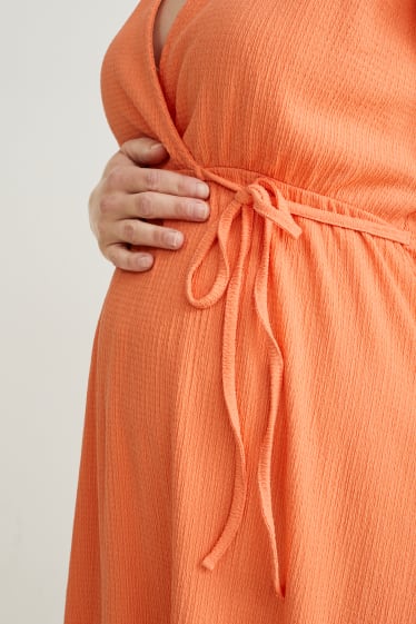 Femmes - Robe croisée d’allaitement - orange