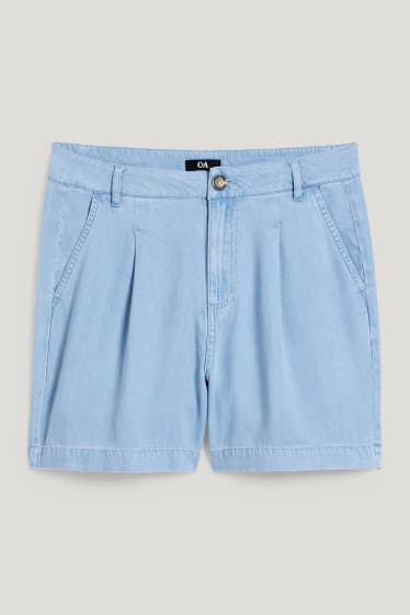 Donna - Shorts - vita alta - jeans azzurro