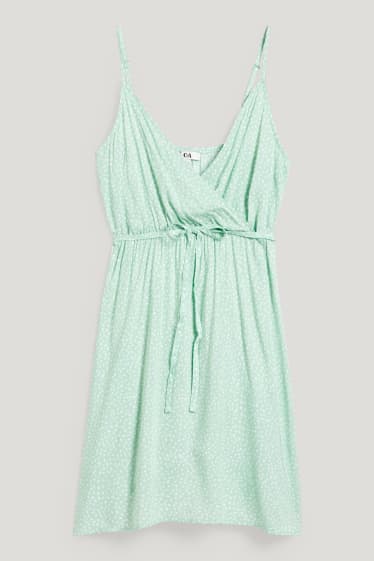 Femmes - Robe croisée - à pois - vert clair