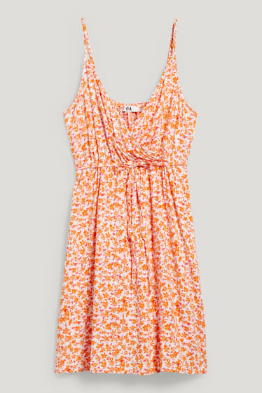 Women - Wrap dress - floral - orange
